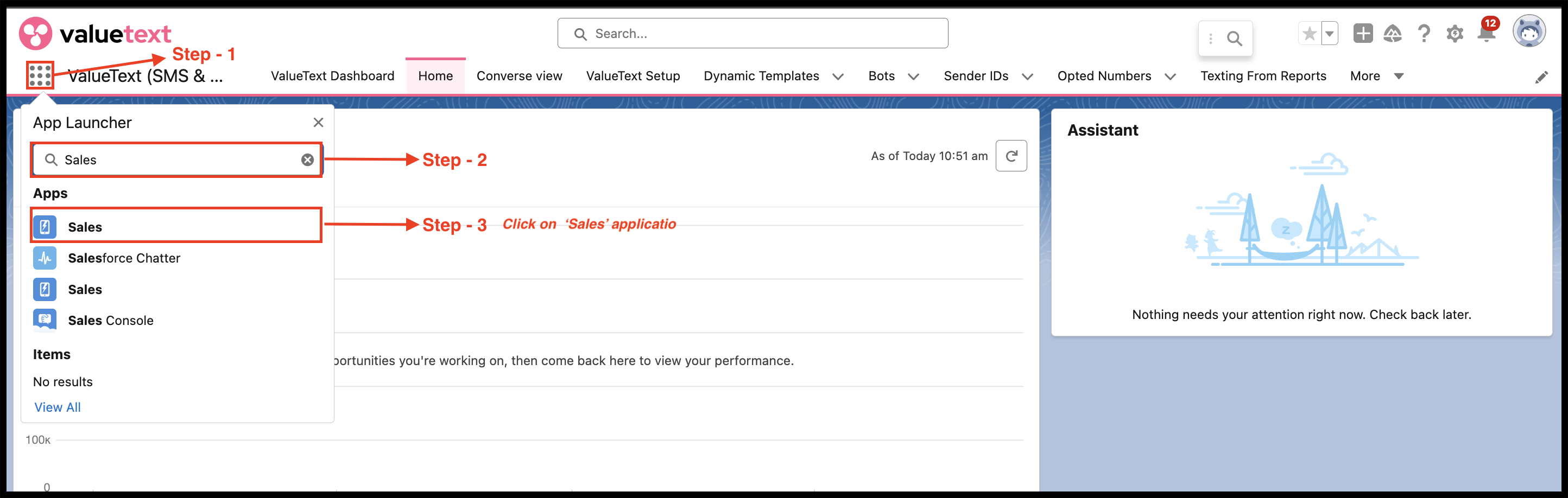Salesforce App Launcher open with