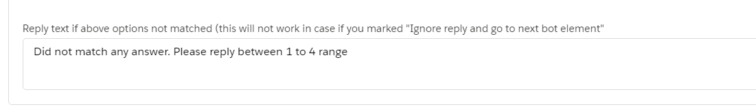 Salesforce bot element settings showing